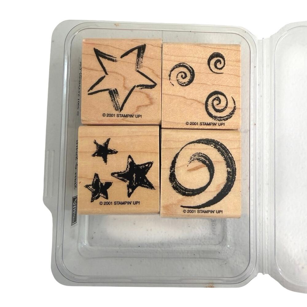 Stampin’ Up wooden stamp set of 4 stars and swirls